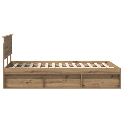 vidaXL Bed Frame Artisian Oak 120 x 190 cm Solid Pine Wood