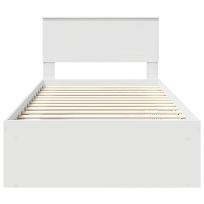 vidaXL Bed Frame with Headboard White 100 x 200 cm Solid Pine Wood