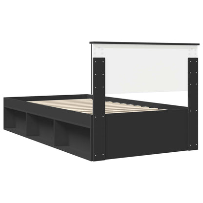 vidaXL Bed Frame with Headboard Black 100 x 200 cm Solid Pine Wood