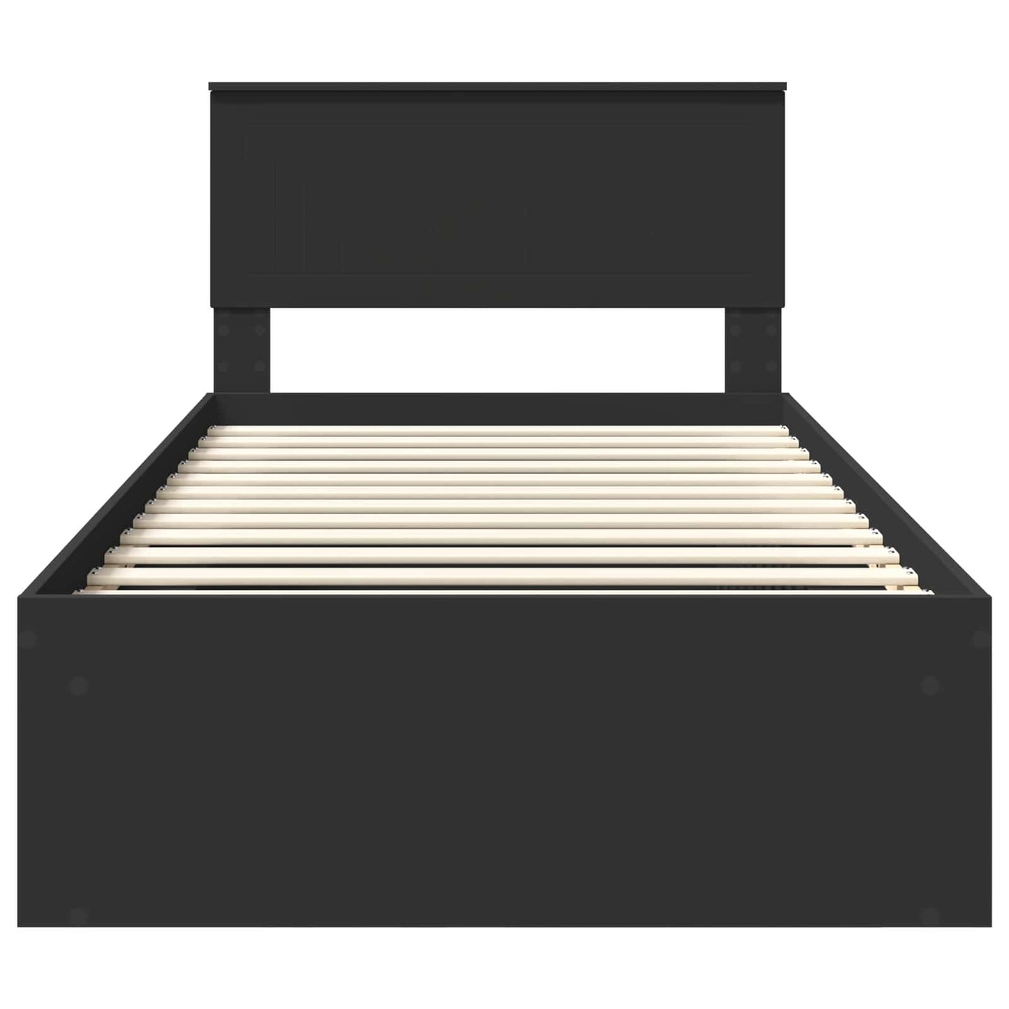 vidaXL Bed Frame with Headboard Black 100 x 200 cm Solid Pine Wood