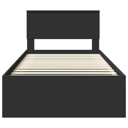 vidaXL Bed Frame with Headboard Black 100 x 200 cm Solid Pine Wood