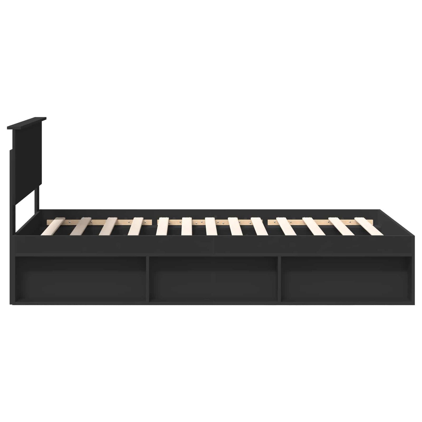 vidaXL Bed Frame with Headboard Black 100 x 200 cm Solid Pine Wood