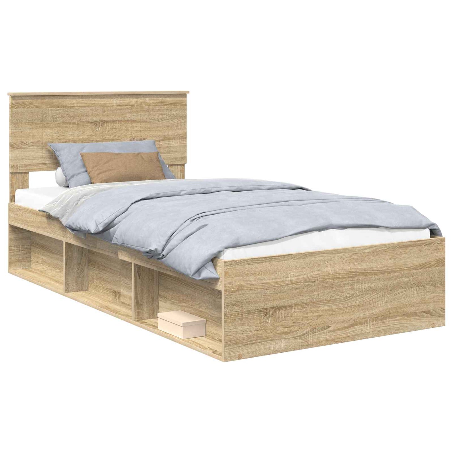 vidaXL Bed Frame with Headboard Sonoma 100 x 200 cm Solid Pine Wood