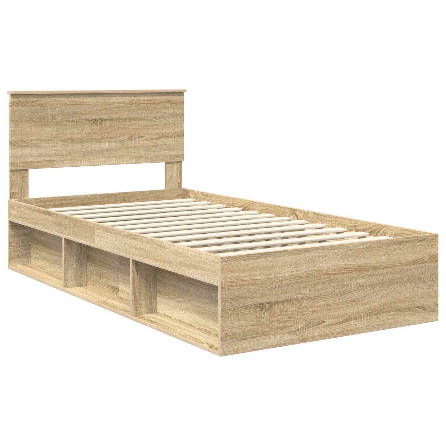 vidaXL Bed Frame with Headboard Sonoma 100 x 200 cm Solid Pine Wood