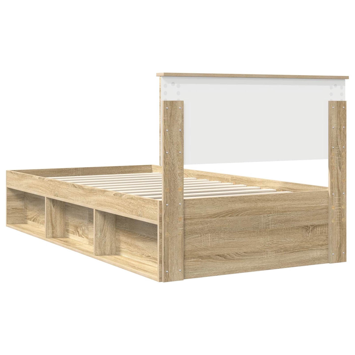 vidaXL Bed Frame with Headboard Sonoma 100 x 200 cm Solid Pine Wood