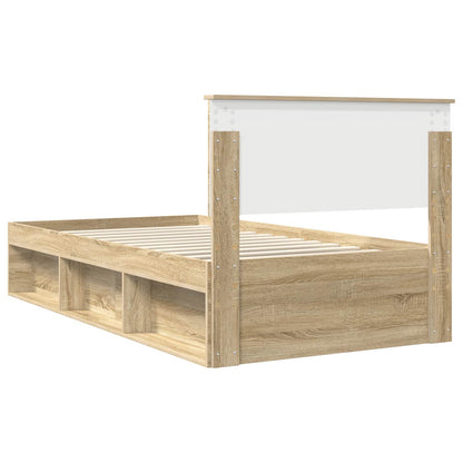 vidaXL Bed Frame with Headboard Sonoma 100 x 200 cm Solid Pine Wood