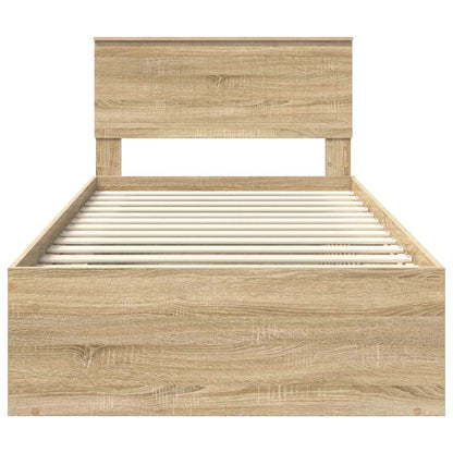 vidaXL Bed Frame with Headboard Sonoma 100 x 200 cm Solid Pine Wood