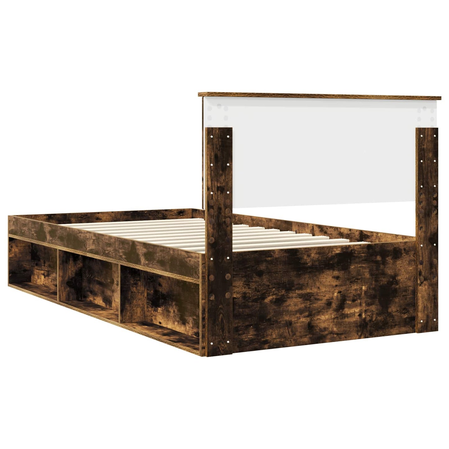 vidaXL Bed Frame Smoked Oak 100 x 200 cm Solid Pine Wood