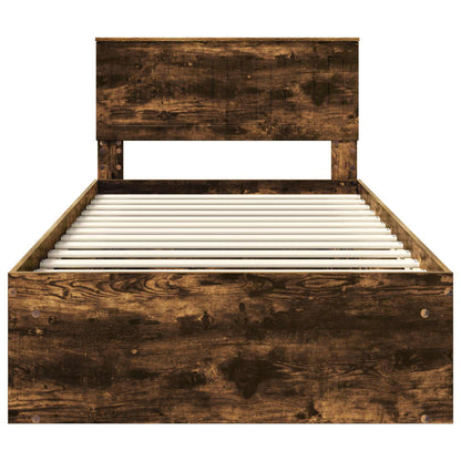 vidaXL Bed Frame Smoked Oak 100 x 200 cm Solid Pine Wood