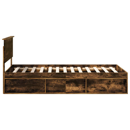 vidaXL Bed Frame Smoked Oak 100 x 200 cm Solid Pine Wood