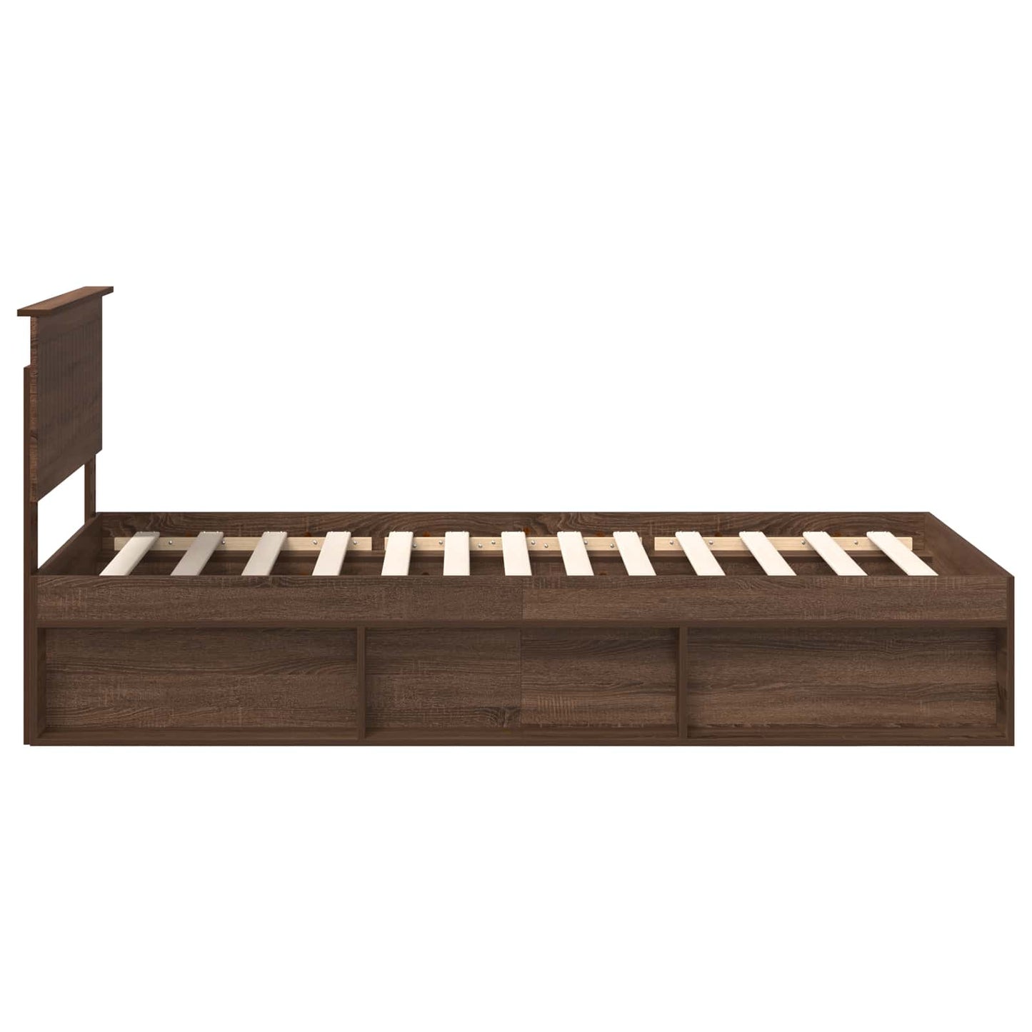 vidaXL Bed Frame with Headboard Brown Oak 100 x 200 cm Solid Pine Wood