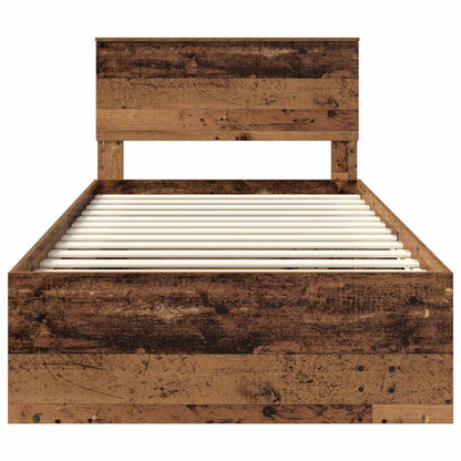 vidaXL Bed Frame with Headboard Old Wood 100 x 200 cm Solid Pine Wood