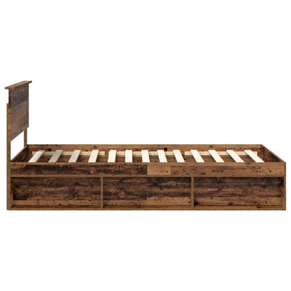 vidaXL Bed Frame with Headboard Old Wood 100 x 200 cm Solid Pine Wood
