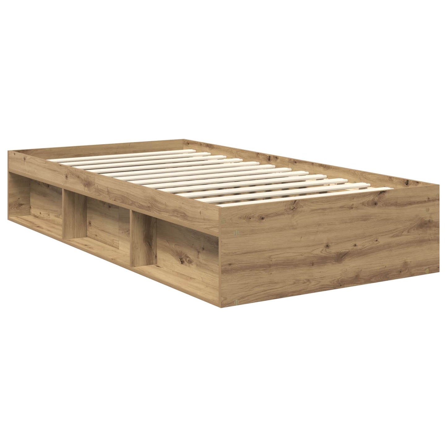 vidaXL Bed Frame Artisian Oak 100 x 200 cm Solid Pine Wood