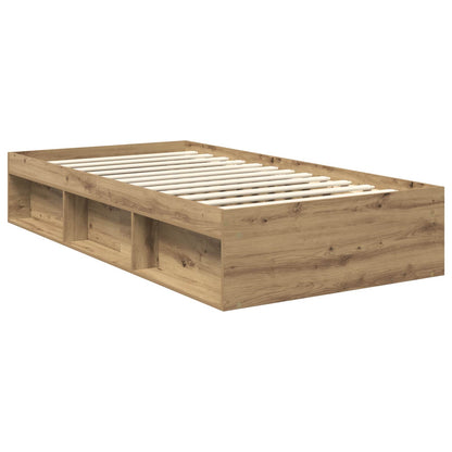 vidaXL Bed Frame Artisian Oak 100 x 200 cm Solid Pine Wood
