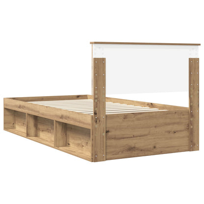 vidaXL Bed Frame Artisian Oak 100 x 200 cm Solid Pine Wood