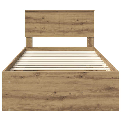vidaXL Bed Frame Artisian Oak 100 x 200 cm Solid Pine Wood