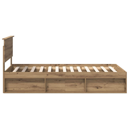 vidaXL Bed Frame Artisian Oak 100 x 200 cm Solid Pine Wood