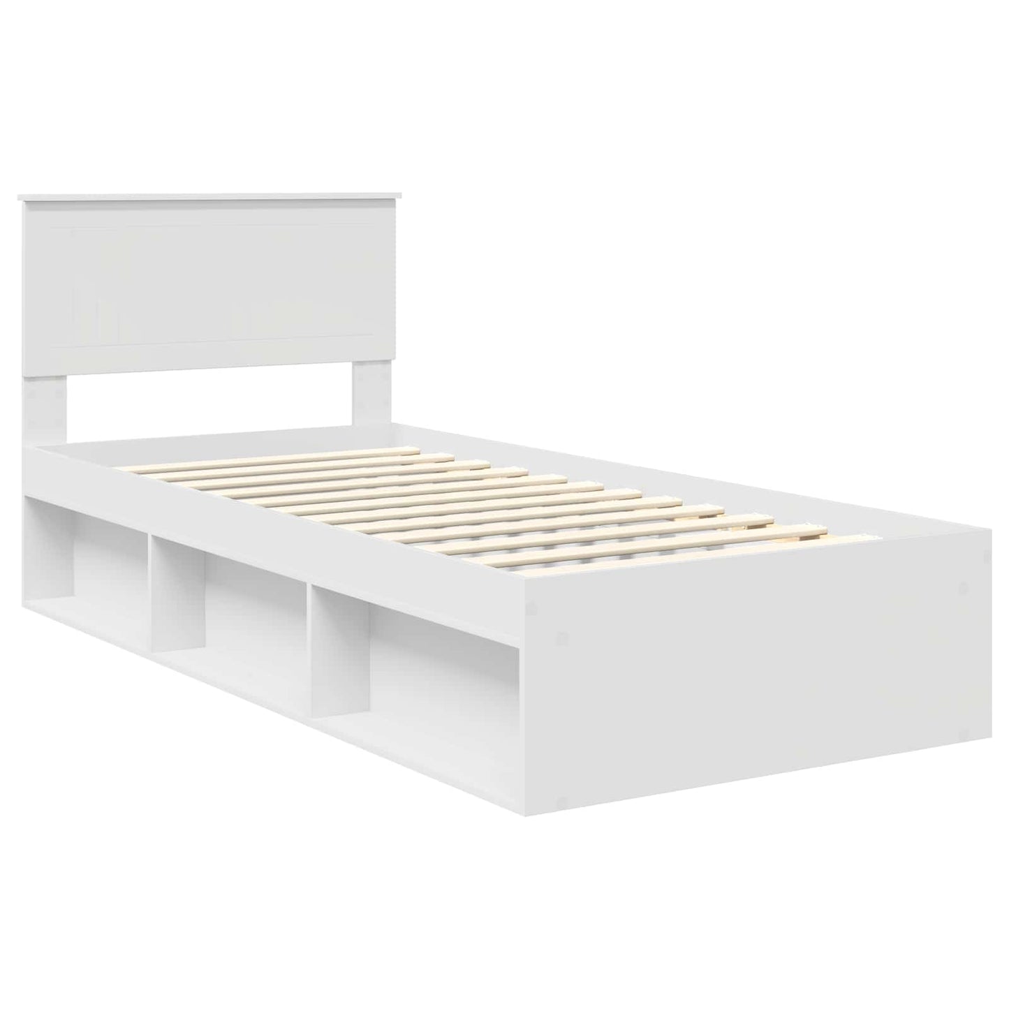 vidaXL Bed Frame with Headboard White 90 x 200 cm Solid Pine Wood