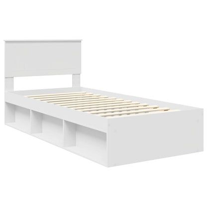 vidaXL Bed Frame with Headboard White 90 x 200 cm Solid Pine Wood