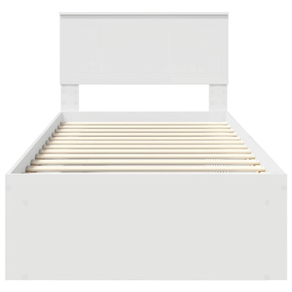 vidaXL Bed Frame with Headboard White 90 x 200 cm Solid Pine Wood