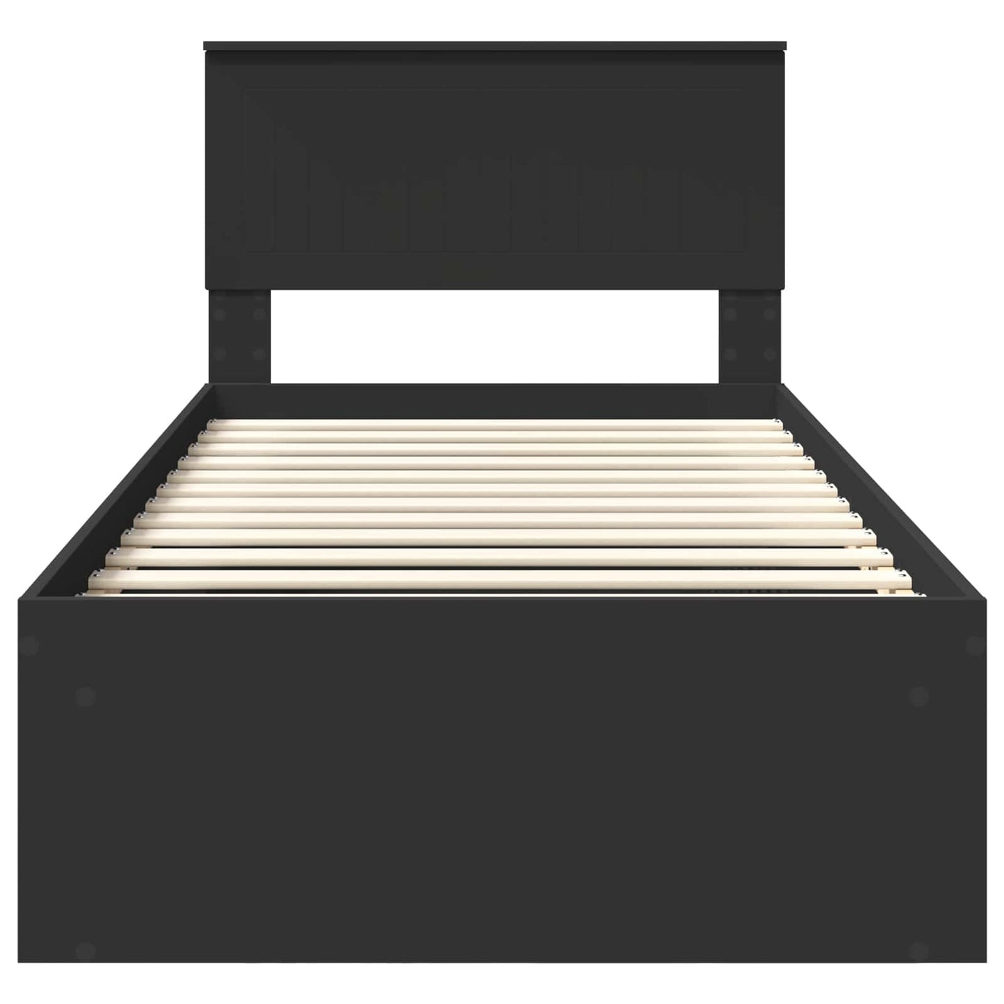 vidaXL Bed Frame with Headboard Black 90 x 200 cm Solid Pine Wood
