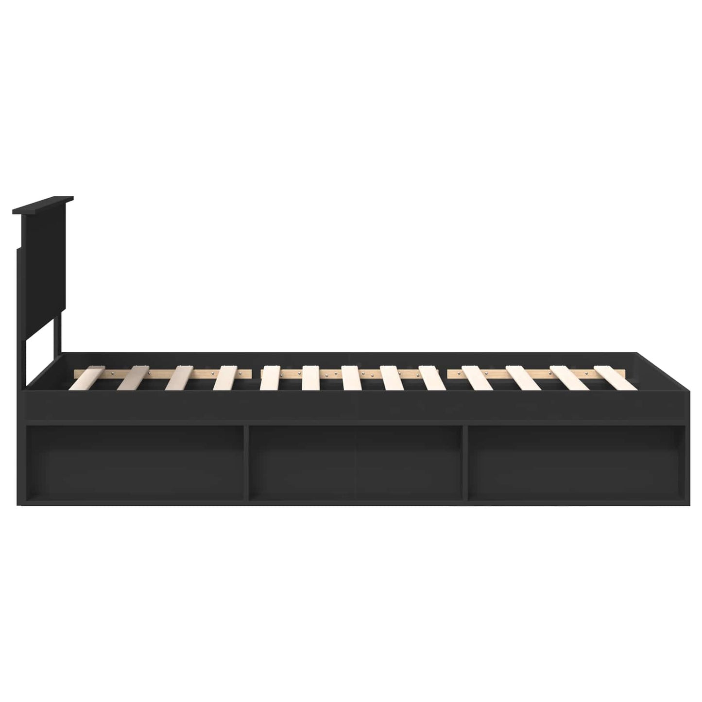 vidaXL Bed Frame with Headboard Black 90 x 200 cm Solid Pine Wood
