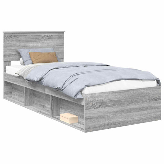 vidaXL Bed Frame Grey Sonoma 90 x 200 cm Solid Pine Wood