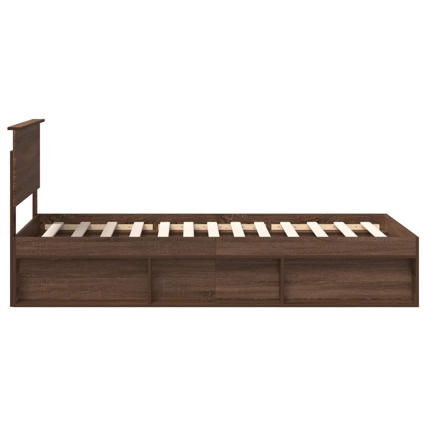 vidaXL Bed Frame with Headboard Brown Oak 90 x 200 cm Solid Pine Wood