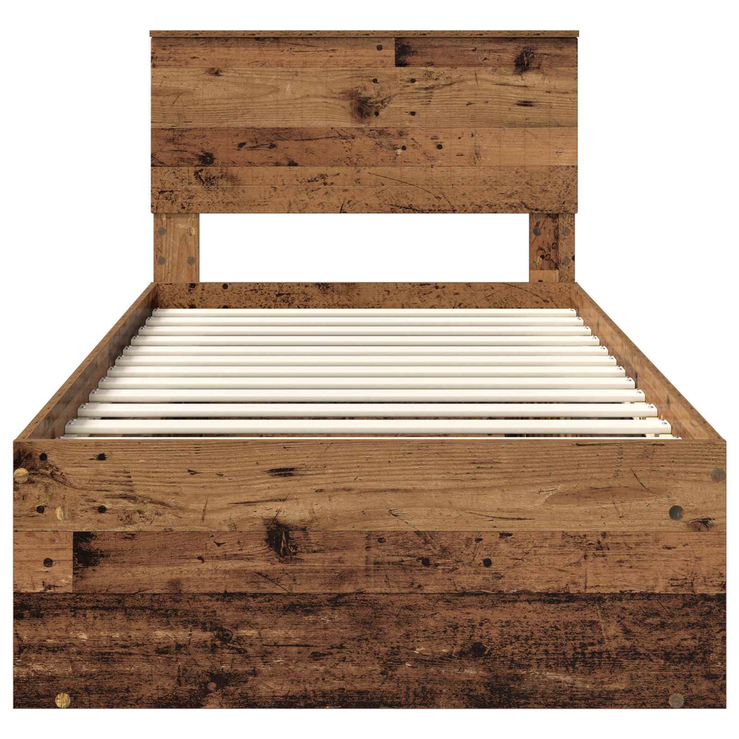 vidaXL Bed Frame with Headboard Old Wood 90 x 200 cm Solid Pine Wood