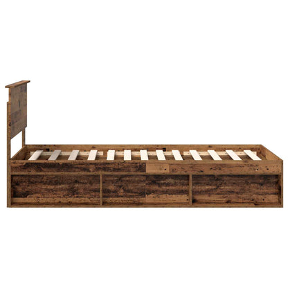 vidaXL Bed Frame with Headboard Old Wood 90 x 200 cm Solid Pine Wood
