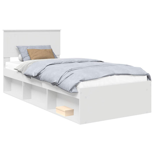 vidaXL Bed Frame with Headboard White 90 x 190 cm Solid Pine Wood