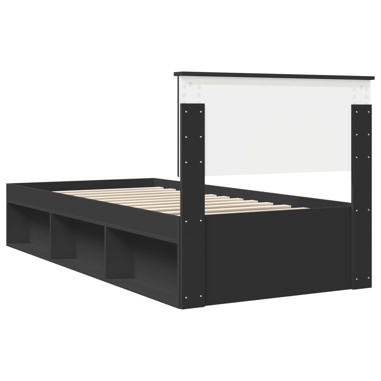 vidaXL Bed Frame with Headboard Black 90 x 190 cm Solid Pine Wood