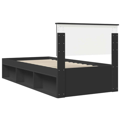 vidaXL Bed Frame with Headboard Black 90 x 190 cm Solid Pine Wood
