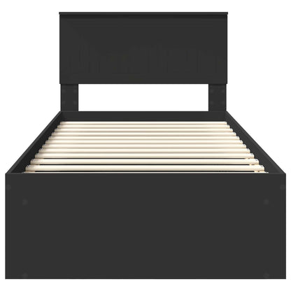 vidaXL Bed Frame with Headboard Black 90 x 190 cm Solid Pine Wood