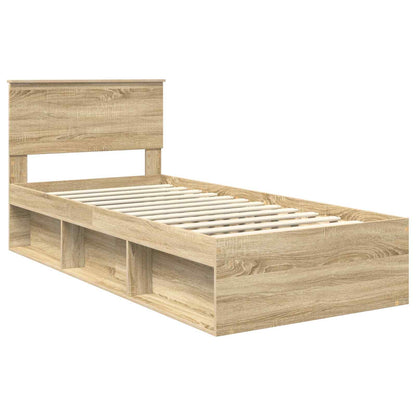 vidaXL Bed Frame with Headboard Sonoma 90 x 190 cm Solid Pine Wood