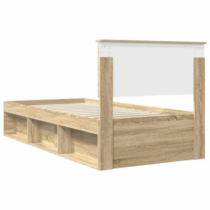 vidaXL Bed Frame with Headboard Sonoma 90 x 190 cm Solid Pine Wood