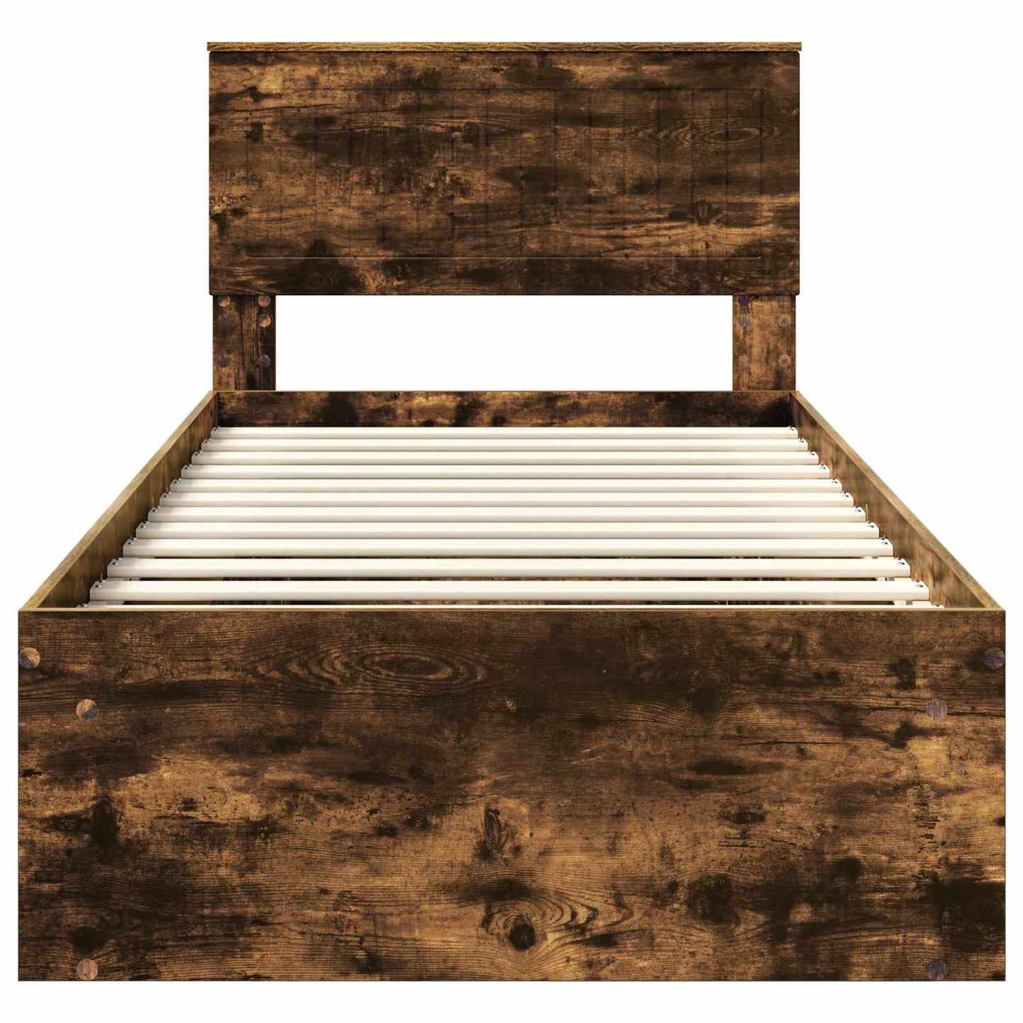 vidaXL Bed Frame with Headboard Smoked Oak 90 x 190 cm Solid Pine Wood