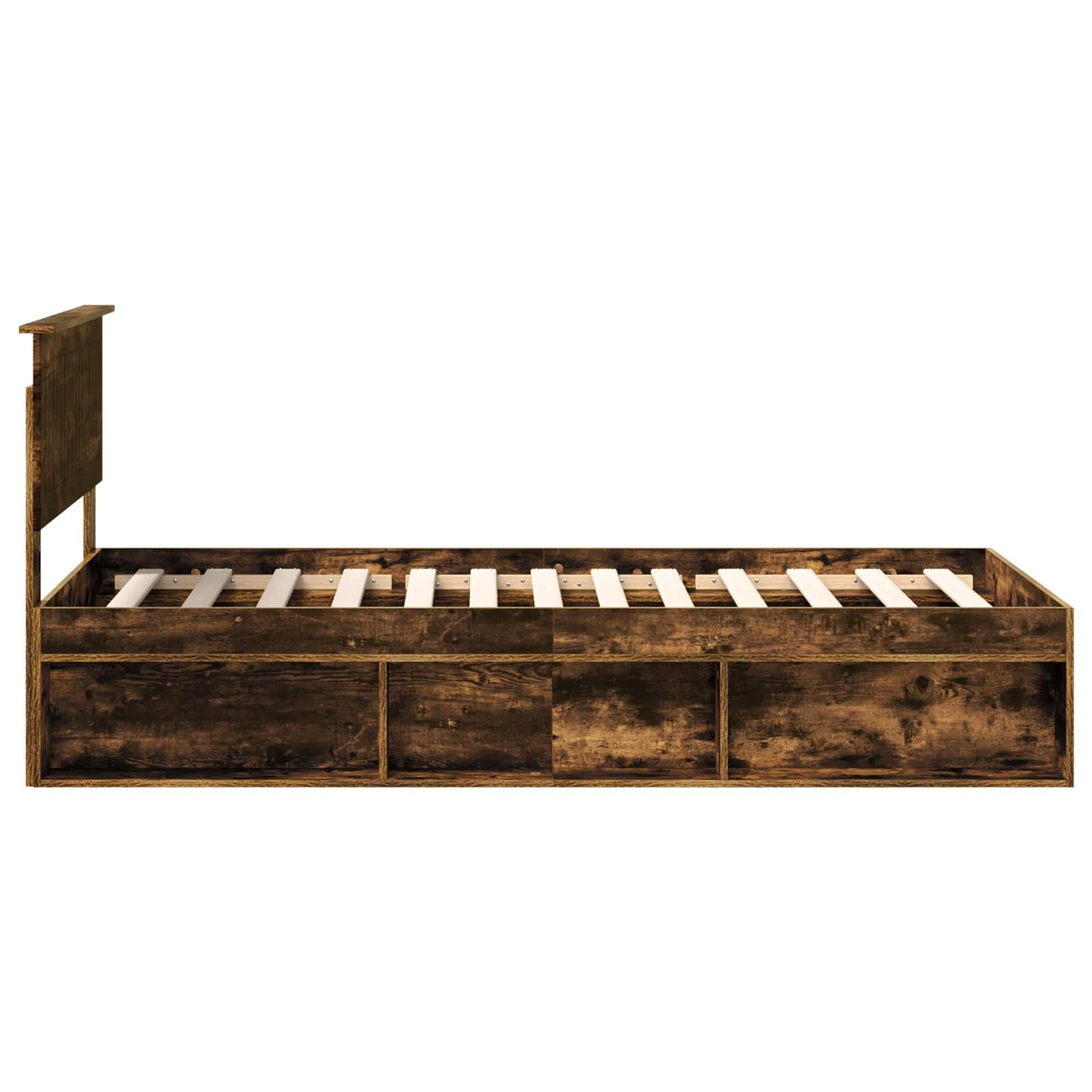 vidaXL Bed Frame with Headboard Smoked Oak 90 x 190 cm Solid Pine Wood