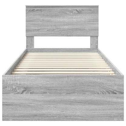 vidaXL Bed Frame Grey Sonoma 90 x 190 cm Solid Pine Wood