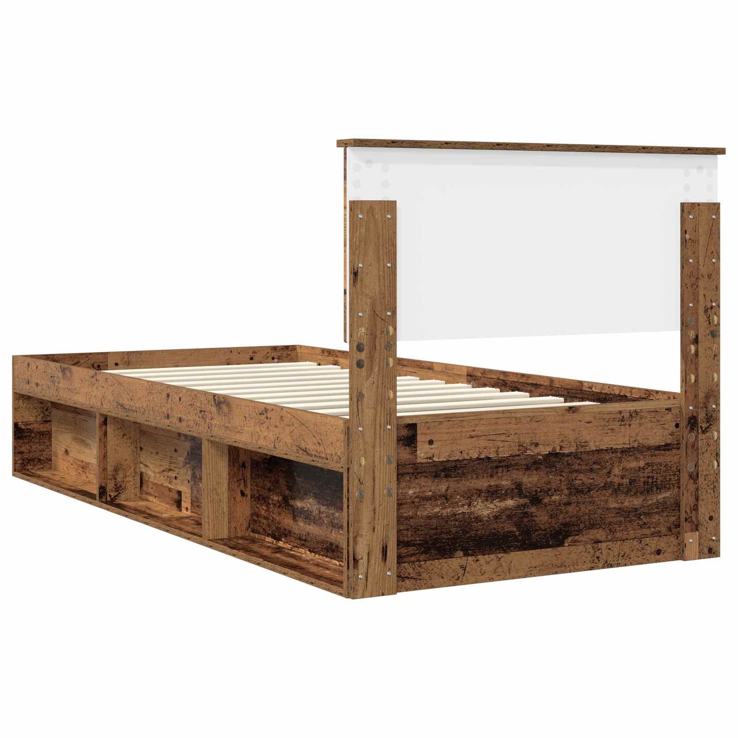vidaXL Bed Frame with Headboard Old Wood 90 x 190 cm Solid Pine Wood