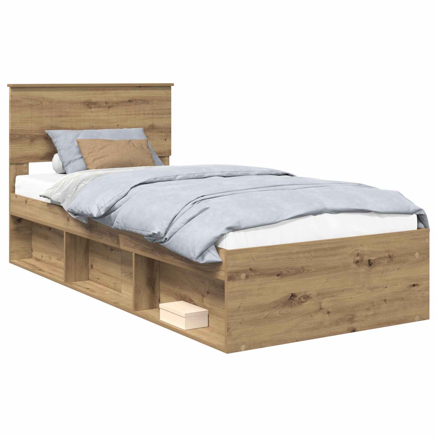 vidaXL Bed Frame Artisian Oak 90 x 190 cm Solid Pine Wood