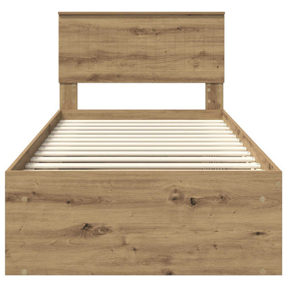 vidaXL Bed Frame Artisian Oak 90 x 190 cm Solid Pine Wood