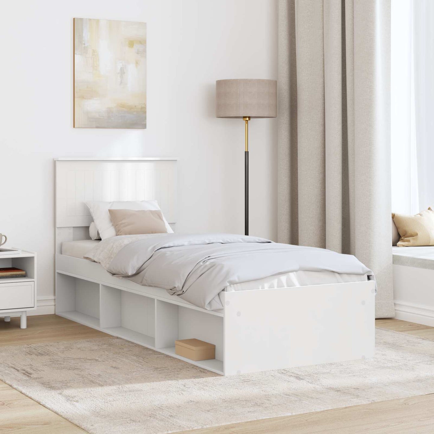 vidaXL Bed Frame with Headboard White 75 x 190 cm Solid Pine Wood
