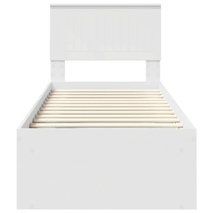 vidaXL Bed Frame with Headboard White 75 x 190 cm Solid Pine Wood