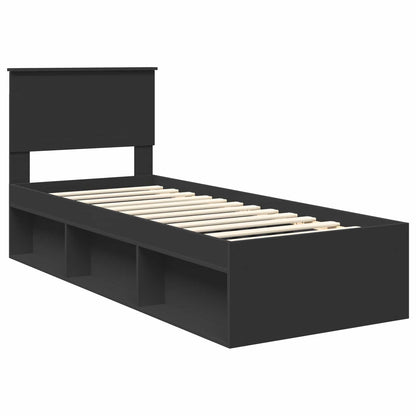vidaXL Bed Frame with Headboard Black 75 x 190 cm Solid Pine Wood