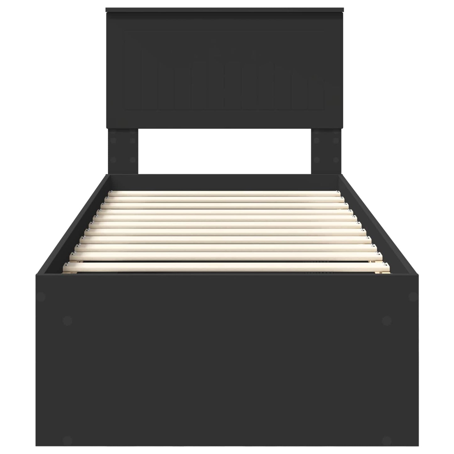 vidaXL Bed Frame with Headboard Black 75 x 190 cm Solid Pine Wood