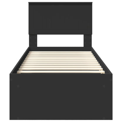 vidaXL Bed Frame with Headboard Black 75 x 190 cm Solid Pine Wood