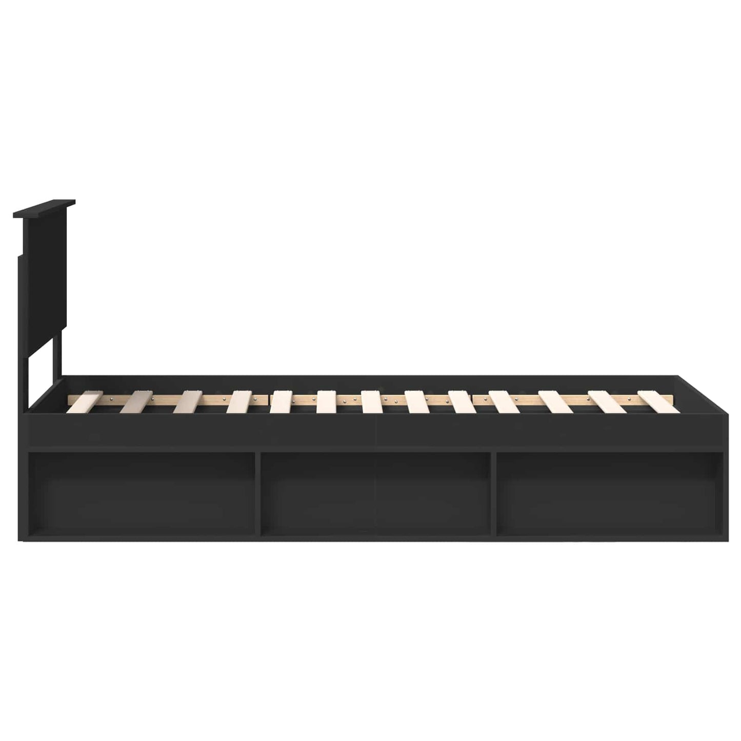 vidaXL Bed Frame with Headboard Black 75 x 190 cm Solid Pine Wood
