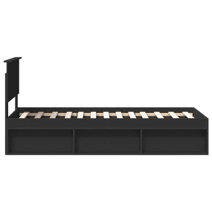 vidaXL Bed Frame with Headboard Black 75 x 190 cm Solid Pine Wood